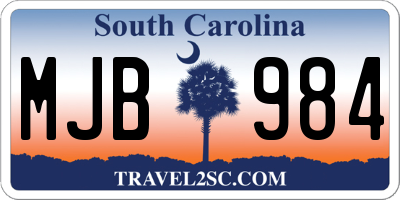 SC license plate MJB984