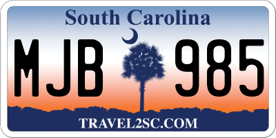 SC license plate MJB985