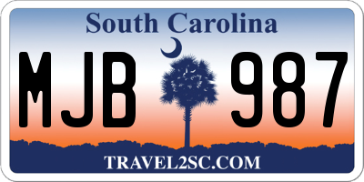 SC license plate MJB987