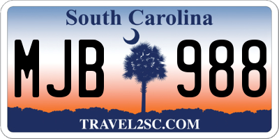 SC license plate MJB988