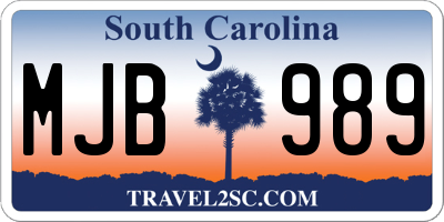 SC license plate MJB989
