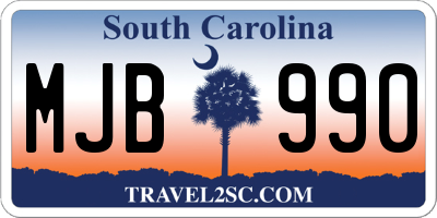 SC license plate MJB990