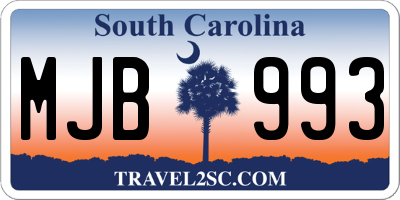 SC license plate MJB993