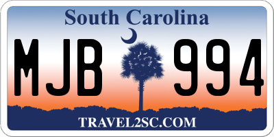 SC license plate MJB994
