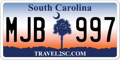 SC license plate MJB997