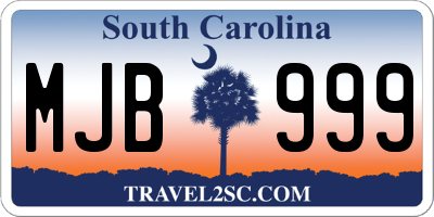 SC license plate MJB999