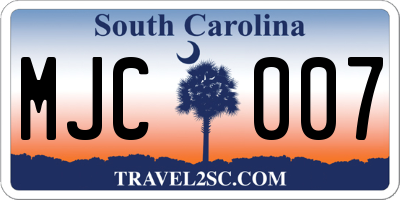 SC license plate MJC007