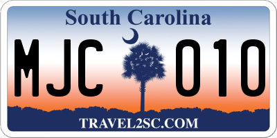 SC license plate MJC010