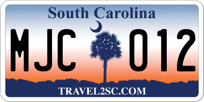 SC license plate MJC012