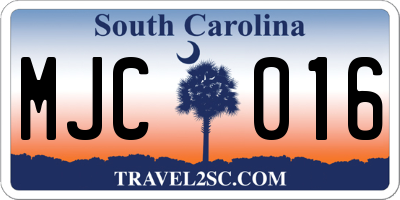SC license plate MJC016