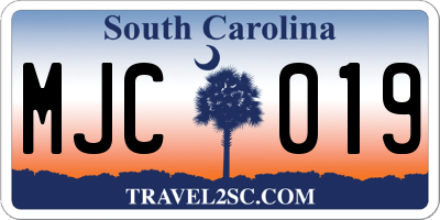 SC license plate MJC019