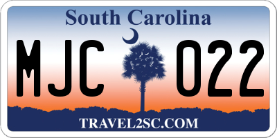SC license plate MJC022