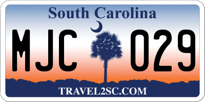 SC license plate MJC029