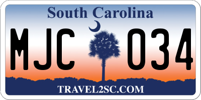 SC license plate MJC034