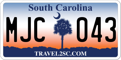 SC license plate MJC043