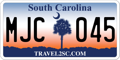 SC license plate MJC045