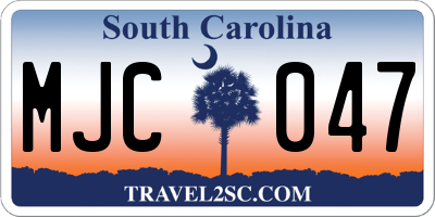 SC license plate MJC047