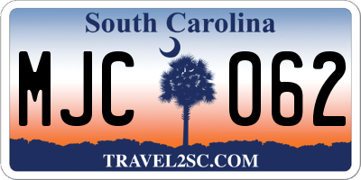 SC license plate MJC062