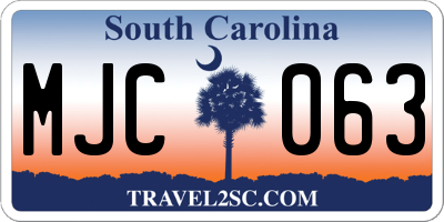 SC license plate MJC063