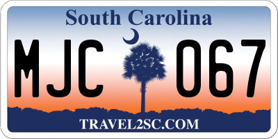 SC license plate MJC067