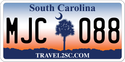 SC license plate MJC088