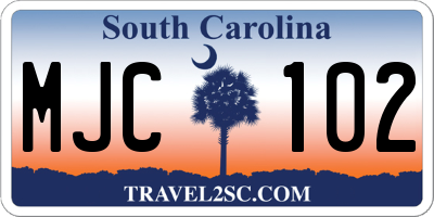 SC license plate MJC102
