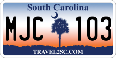 SC license plate MJC103