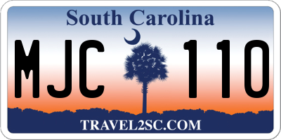 SC license plate MJC110