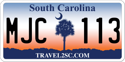 SC license plate MJC113