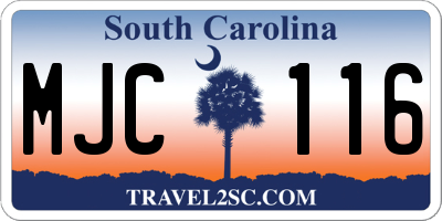 SC license plate MJC116