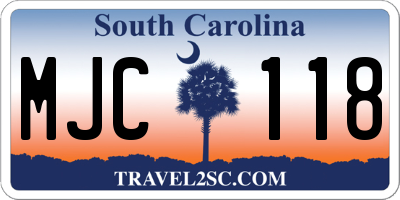 SC license plate MJC118