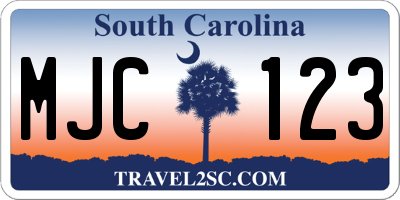 SC license plate MJC123