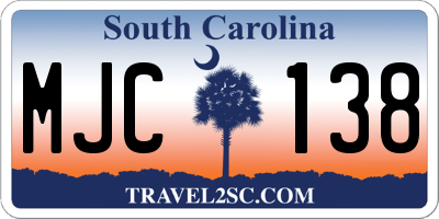 SC license plate MJC138
