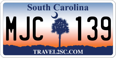 SC license plate MJC139