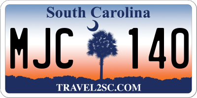 SC license plate MJC140