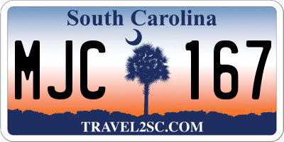 SC license plate MJC167