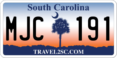 SC license plate MJC191