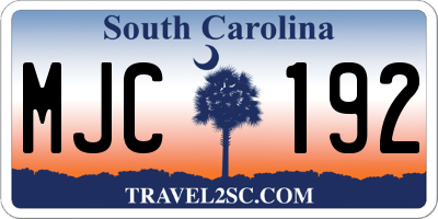 SC license plate MJC192