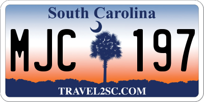 SC license plate MJC197