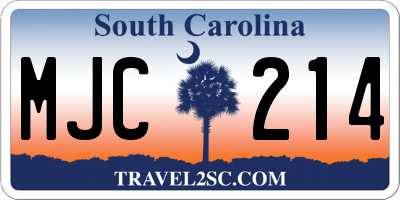 SC license plate MJC214
