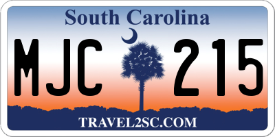SC license plate MJC215