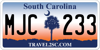 SC license plate MJC233