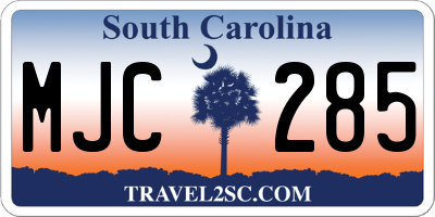 SC license plate MJC285