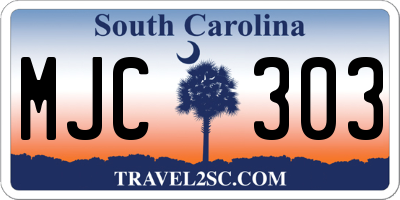 SC license plate MJC303