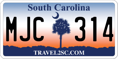 SC license plate MJC314