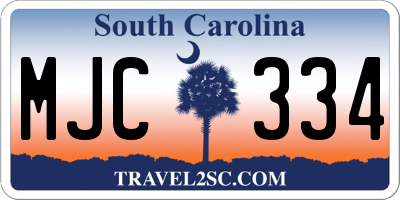 SC license plate MJC334