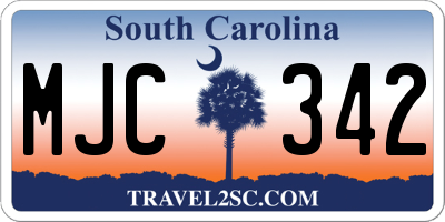 SC license plate MJC342