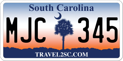 SC license plate MJC345