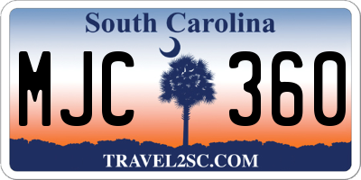 SC license plate MJC360