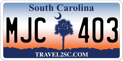 SC license plate MJC403